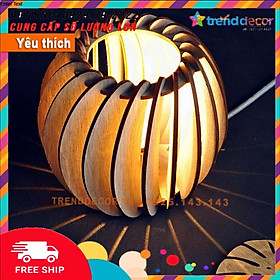 Đèn gỗ để bàn tròn xoắn ốc sáng tạo đẹp trang trí nhà và quán cafe Trenddecor