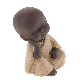 2-3pack Ceramic  Buddha Statue Monk Figurine Tea pet Decorative Ornaments Yellow