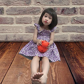 Váy đầm bé gái mùa hè kiểu tay con nhún bèo hoa nhí cho bé gái từ 12kg đến 28kg
