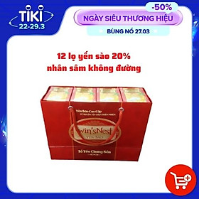 Túi xách 12 lọ Yến Sào Win snest Tổ Yến Chưng Sẵn Nhân Sâm Không Đường 20%