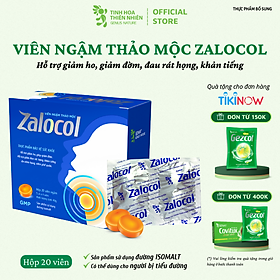 Viên ngậm ho thảo mộc Zalocol  Hỗ trợ giảm đờm, đau rát họng, khản tiếng (Hộp 20 viên) - Genat - Giao 2H HCM