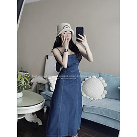 VÁY ĐI CHƠI, VÁY JEAN MAXI 2 DÂY DÁNG XÒE CỰC TRẺ TRUNG CƯNG LẮM MẤY NÀNG ƠI
