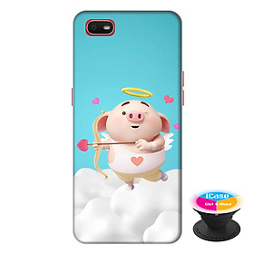 Ốp lưng cho điện thoại Oppo A1K hình Heo Con Thần Tình Yêu tặng kèm giá đỡ điện thoại iCase xinh xắn - Hàng chính hãng