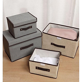 (ComBo) 2 Túi hộp đựng quần áo đồ lót đồ chơi bằng vải cứng có nắp