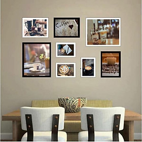 Bộ khung ảnh treo tường composite Cà phê 8 tặng đinh 3 chân KA240