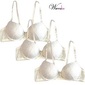 Áo ngực mút dày Wannabe AN32B áo chíp cài trước, phối ren hoa cách điệu