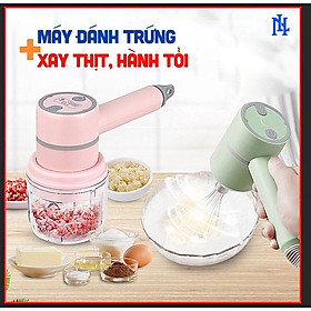 Mua Máy Đánh Trứng Cầm Tay 3 trong 1 đa năng pin sạc S170 - Máy xay thịt tỏi ớt hạt tiêu đánh sữa cafe mini không dây - BH 1 Năm