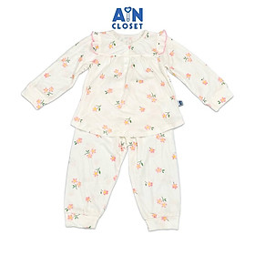 Bộ quần áo Dài bé gái họa tiết Hoa Vân Anh Hồng Thun cotton - AICDBGSGSCMM - AIN Closet