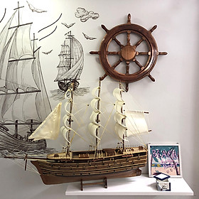 Mô hình thuyền gỗ trang trí Napoleon - thân 60cm - loại 2
