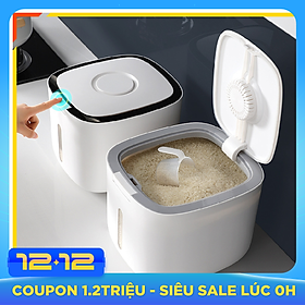 Thùng đựng gạo thông minh 10kg HT SYS - COCO - E2005, thiết kế dạng nhấn nút, chất liệu ABS cao cấp (giao màu ngẫu nhiên)