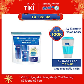 Bộ Dưỡng Da Trắng Mượt Vượt Trội Hada Labo Perfect White Trial Set (Kem Rửa Mặt 20g + Dung Dịch Dưỡng 20ml + Kem Dưỡng 15g)