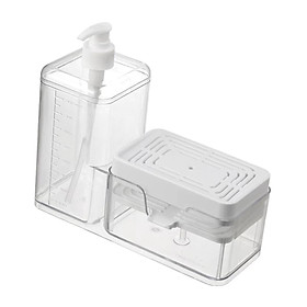 Soap Dispenser and Scrubber Holder Soap Liquid Pump Bottle for Home Bathroom
