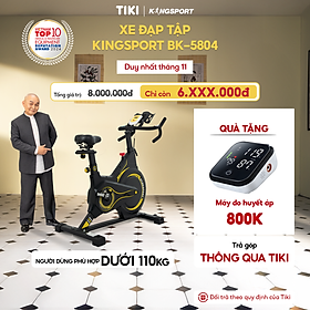 Xe đạp tập KINGSPORT BK-5804 kháng lực từ tính,  tích hợp đồng hồ đo lường chỉ số, cân nặng phù hợp từ dưới 100-110kg