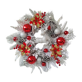 Christmas Reindeer Wreath Xmas Wreath for Front Door Cones Garland Artificial Wreaths for Holiday Indoor Outdoor