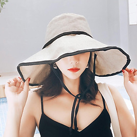 Nón Mũ nữ rộng vành gấp gọn chất cotton thoáng mát thời trang Hàn Quốc MRV02