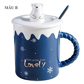 Ly sứ Noel ông già tuyết kèm nắp muỗng Inox