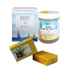 Muối Tắm Bé Sinh Dược 400g Cao Cấp ( Mẫu Mới) Tăng Cường Dịch Chiết Thảo Dược giảm Rôm Sảy Mề Đay - Mồ Hôi TRộn Tặng Kèm Xà Bông Thảo Dược