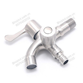 Mua VÒI NƯỚC LẠNH ĐÔI GẮN TƯỜNG BẰNG INOX304 V5008 - CÓ ĐẦU CHO CẤP NƯỚC MÁY GIẶT