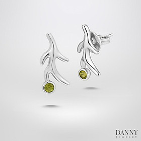 Bông Tai Nữ Danny Jewelry Bạc 925 Biểu Tượng Sừng Hươu Đính Đá Peridot BT0034
