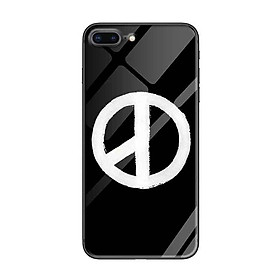 Ốp lưng kính cường lực cho iPhone 7 Plus /8 Plus Nền Peace Y Nền Đen - Hàng Chính Hãng