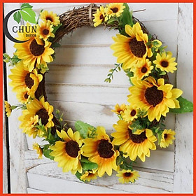 Mua Hoa giả - Vòng hoa  vòng nguyệt quế hoa hướng dương trang trí tường  cửa ra vào đường kính 35-40cm