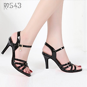 Giày sandal nữ cao gót 7 phân hàng hiệu rosata đẹp hai màu đen xám ro543