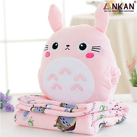 Bộ Chăn Gối Văn Phòng 3 Trong 1 Hình Thỏ Xám Và Thỏ Hồng TOTORO Xinh Đẹp