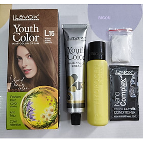 (Vàng Vừa) Kem Nhuộm Tóc Màu Thời Trang Lavox Youth&Color L15 - Medium Blonde