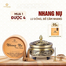 Combo nhang nụ trầm hương Thiên Mộc Hương loại 12 năm kèm lư đồng xông trầm thơm nhà, đón tài lộc