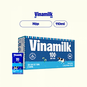 Hình ảnh Thùng 48 Hộp Sữa Tươi Tiệt Trùng Vinamilk 100% Ít Đường  (110ml / Hộp)