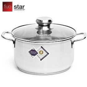 Mua Nồi Inox 3 Đáy Nắp Kính 24cm Fivestar N24-3DG - Hàng Chính Hãng