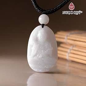 Mặt dây chuyền mặt phật bản mệnh đá bạch ngọc mệnh thủy kim - Ngọc Quý Gemstones