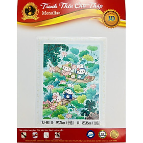 Mua Tranh thêu kín Thỏ hái sen zj081  kích thước 55 x70 cm