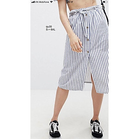 SKIRT133QU CHÂN VÁY SỌC THẮT NƠ EO