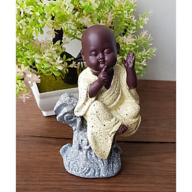Bộ chú tiểu Tứ Không ngồi phiến đá size 16cm