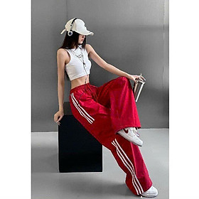 Quần thể thao ống rộng thiết kế ba sọc thời trang xuân thu 2024 mới dành cho nam nữ, Quần Hip Hop Cho Nữ Quần Legging Thường Ngày Dáng Rộng Phong Cách Hàn Quốc, quần ống suông joger