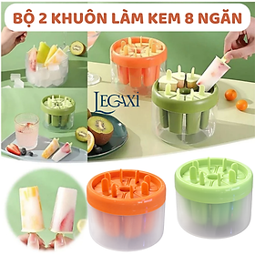 Combo 2 Khuôn Làm Kem 8 Ngăn, Tiện Lợi, An Toàn, Có Thể Tái Sử Dụng