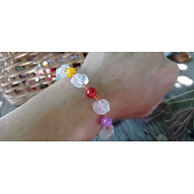 Vòng Tay Đá Thạch Anh MIX nhiều mau - Vòng đeo tay Phong Thủy Hỗ Trợ sức khỏe, Chất liệu đá HEMATITE tự nhiên, Kèm bản PHOTOCOPY giấy kiểm định, Kèm TÚI NHUNG.