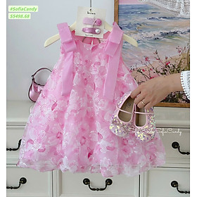 Đầm váy công chúa cho bé gái hoa hồng kim sa mặc lễ tết noel giáng sinh năm mới dự tiệc từ 10-40kg