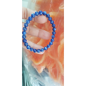 Vòng tay nữ đá kyanite tự nhiên hay đá Sapphire nước xanh dương Đậm bóng đẹp 6mm nữ mệnh Thủy mệnh Mộc đeo ạ