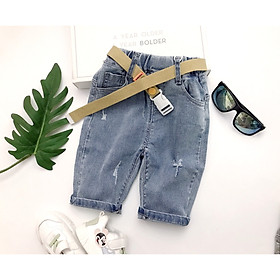 Quần jeans ngố kèm thắt lưng bé trai 1-5 tuổi