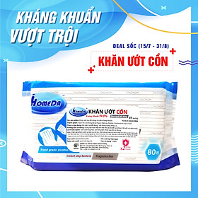 Khăn ướt cồn kháng khuẩn cao cấp iHomeda ( Gói 80 Tờ) - iHomeda Premium anti-bacteria alcohol wipes ( 80 sheets per package)