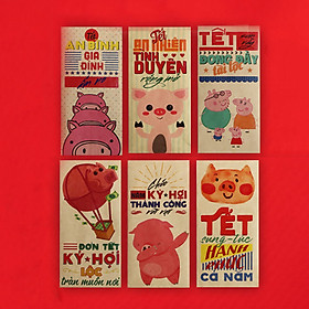 Bao lì xì Tết 2019 - Heo chúc tết - Xấp 6 cái