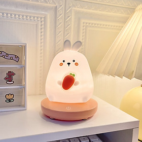 Mua Đèn ngủ silicon thỏ cưng dễ thương đế hồng ánh sáng vàng ấm