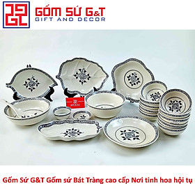 Bộ đồ ăn 10 người vẽ hoa móc set 2 Gốm Sứ G&T