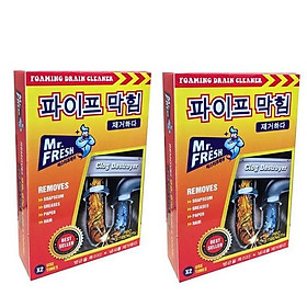 Bộ 2 hộp 4 gói bột thông tắc làm sạch đường ống Hàn Quốc (100g/gói)