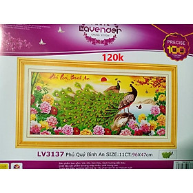 Mua Tranh thêu chữ thập Phú quý bình an LV3137-96x47cm