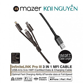 Mua Dây Cáp Mazer PowerLink II 3in1 USB Fast Charging dành cho iPhone  iPad  Samsung - Hàng chính hãng