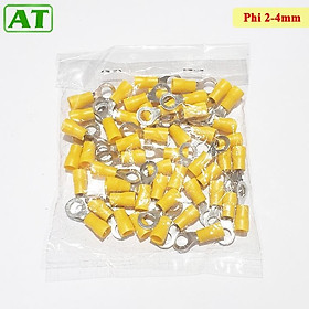 Đầu Cốt Điện Tròn, Đầu Cos Dây Điện Tròn Bọc Nhựa Cách Điện 2-4mm 5-5,5mm 5,5-6mm (Gói 50 Cái)