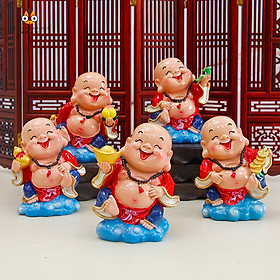 Bộ 05 tượng chibi Di Lặc 7.5cm cao cấp